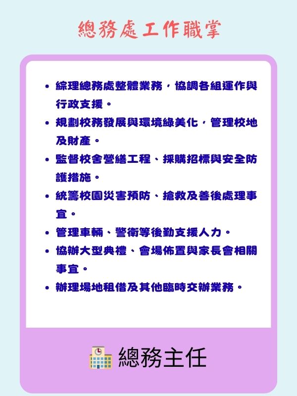 總務主任職掌